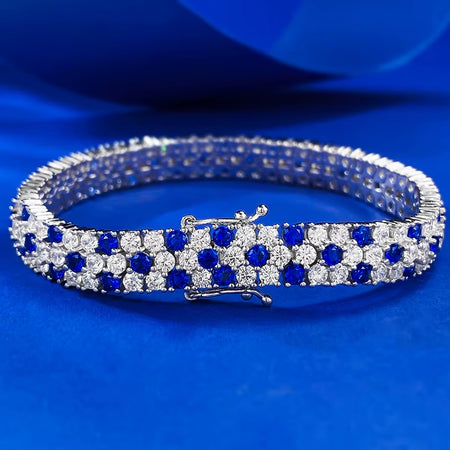 Charm Sapphire Moissanite Bangle Bracelet 100% Real 925 Sterling Silver Wedding Bracelets for Women Bridal Promise Party Jewelry