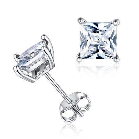Elegant Women'S 925 Sterling Silver Stud Earrings with Sparkling Zirconia - Hypoallergenic, Screw-Back Design for Everyday & Special Occasions