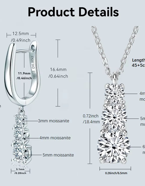 Load image into Gallery viewer, 3.6CTW D VVS1 Moissanite Diamond Hoop Earrings Necklace Set for Woman Jewely Sets Real 925 Sliver 18K White Gold Plated Jewelry
