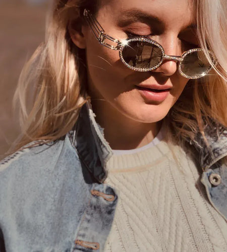 Luxury Rhinestone Oval Sunglasses