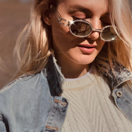 Luxury Rhinestone Oval Sunglasses