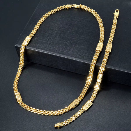 Zeadear Jewelry Sets Dubai 18K Gold Plated Link Chain Hip Hop Style Men Choker Necklace and Bracelets 2024 Trendy New Party Gift