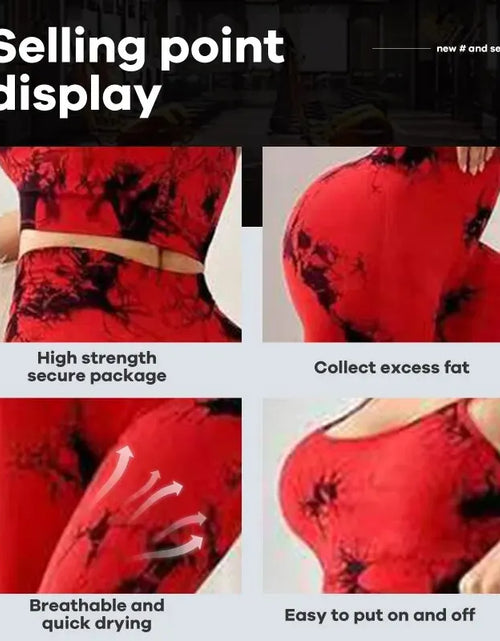 Load image into Gallery viewer, Tie Dye Women&#39;s Yoga Tracksuit - Seamless Fitness Set with Sports Bra and High Waist Leggings
