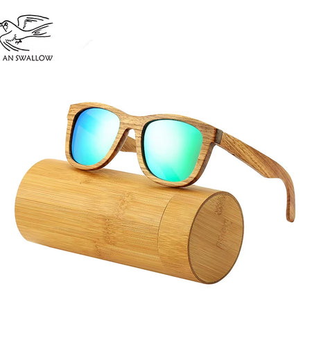 AN SWALLOW Retro Polarized Zebra Wood Sunglasses UV400 Luxury Brand Design Sunglasses Men Handmade Wooden Sun Glasses Women