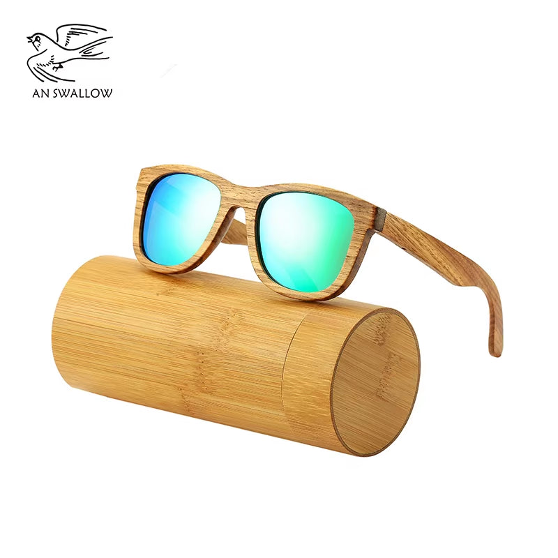 AN SWALLOW Retro Polarized Zebra Wood Sunglasses UV400 Luxury Brand Design Sunglasses Men Handmade Wooden Sun Glasses Women