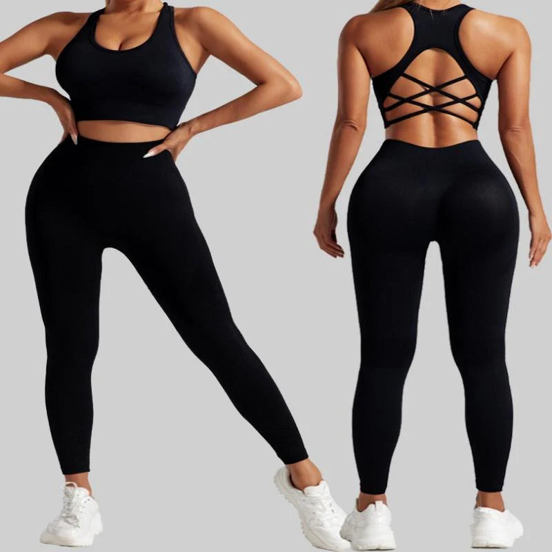 Quick-Drying Sports Bra High Waist Hip Lift Leggings Yoga Suit Set