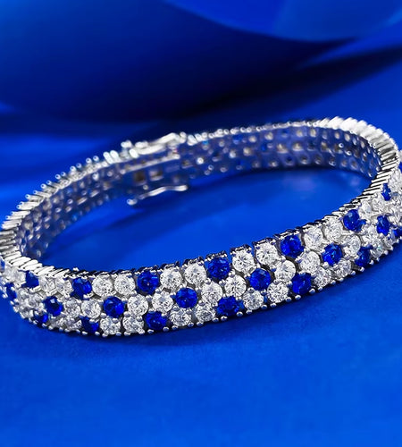Charm Sapphire Moissanite Bangle Bracelet 100% Real 925 Sterling Silver Wedding Bracelets for Women Bridal Promise Party Jewelry