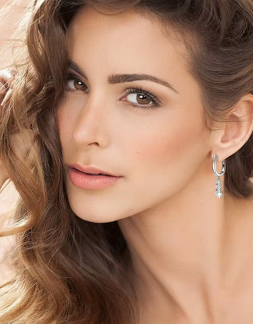 Load image into Gallery viewer, 3.6CTW D VVS1 Moissanite Diamond Hoop Earrings Necklace Set for Woman Jewely Sets Real 925 Sliver 18K White Gold Plated Jewelry
