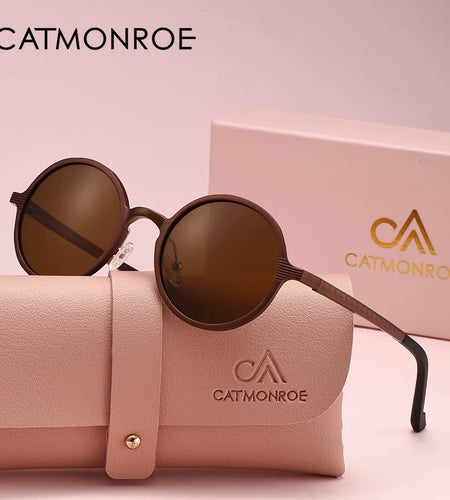 CATMONROE 1 PCS Brand Luxury Women Sunglasses Pink Glasses Case round Polarized Sunglasses Fashion Apparel Accessories Gift