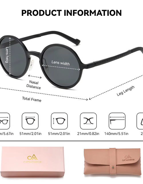 Load image into Gallery viewer, CATMONROE 1 PCS Brand Luxury Women Sunglasses Pink Glasses Case round Polarized Sunglasses Fashion Apparel Accessories Gift
