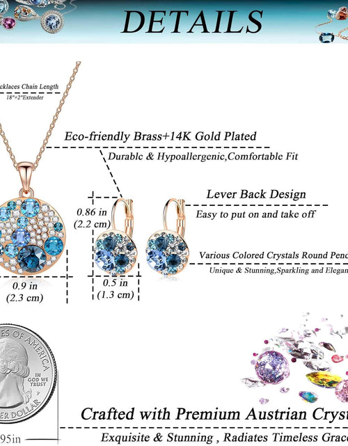 Load image into Gallery viewer, Austrian Crystals round Disc Pendant Necklace Earrings for Women 14K Gold Plated Hypoallergenic Jewelry Sets
