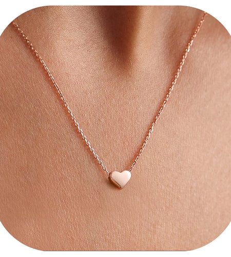 Rose Gold Plated Sterling Silver Tiny Heart Pendant Necklace Endlessness Love Dainty Necklace