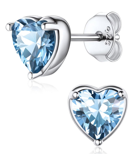 925 Sterling Silver Heart Birthstone Earrings, Synthetic Garnet Studs Cute Gift for Birthday Valentine'S Day, Party & Daily Wear Accessory for Women