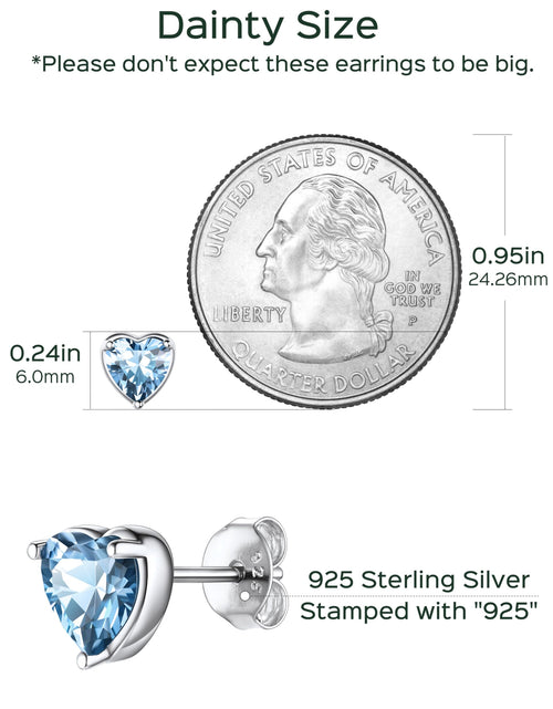 Load image into Gallery viewer, 925 Sterling Silver Heart Birthstone Earrings, Synthetic Garnet Studs Cute Gift for Birthday Valentine'S Day, Party &amp; Daily Wear Accessory for Women
