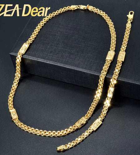 Zeadear Jewelry Sets Dubai 18K Gold Plated Link Chain Hip Hop Style Men Choker Necklace and Bracelets 2024 Trendy New Party Gift