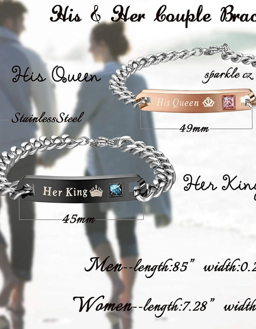 Load image into Gallery viewer, 4Pcs Couple Necklace Bracelets Matching Set for Women Men Love Heart Pendant Necklace His &amp; Hers Bracelets Couple Gift
