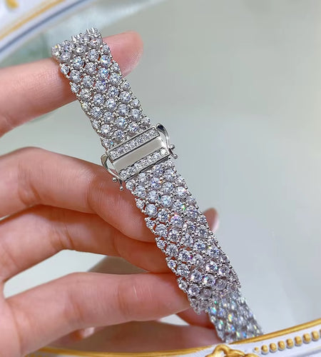 Valuable Moissanite Bangle Bracelet 100% Real 925 Sterling Silver Wedding Bracelets for Women Bridal Promise Party Jewelry Gift