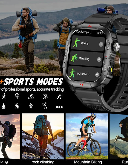 Load image into Gallery viewer, 2025 New Men Smart Watch LED Flashlight BT Call 100+ Sports Modes Health Monitoring IP68 Waterproof Outdoor Smart Watch
