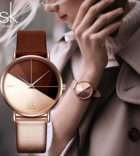 SK Luxury Leather Watches Women Creative Fashion Quartz Watches for Reloj Mujer 2019 Ladies Wrist Watch  Relogio Feminino