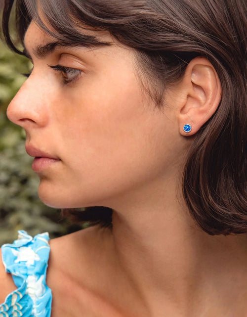 Load image into Gallery viewer, 925 Sterling Silver Stud Earrings for Women 5Mm round Brilliant Crown Birthstone Birthday Party Prom Jewelry Gift
