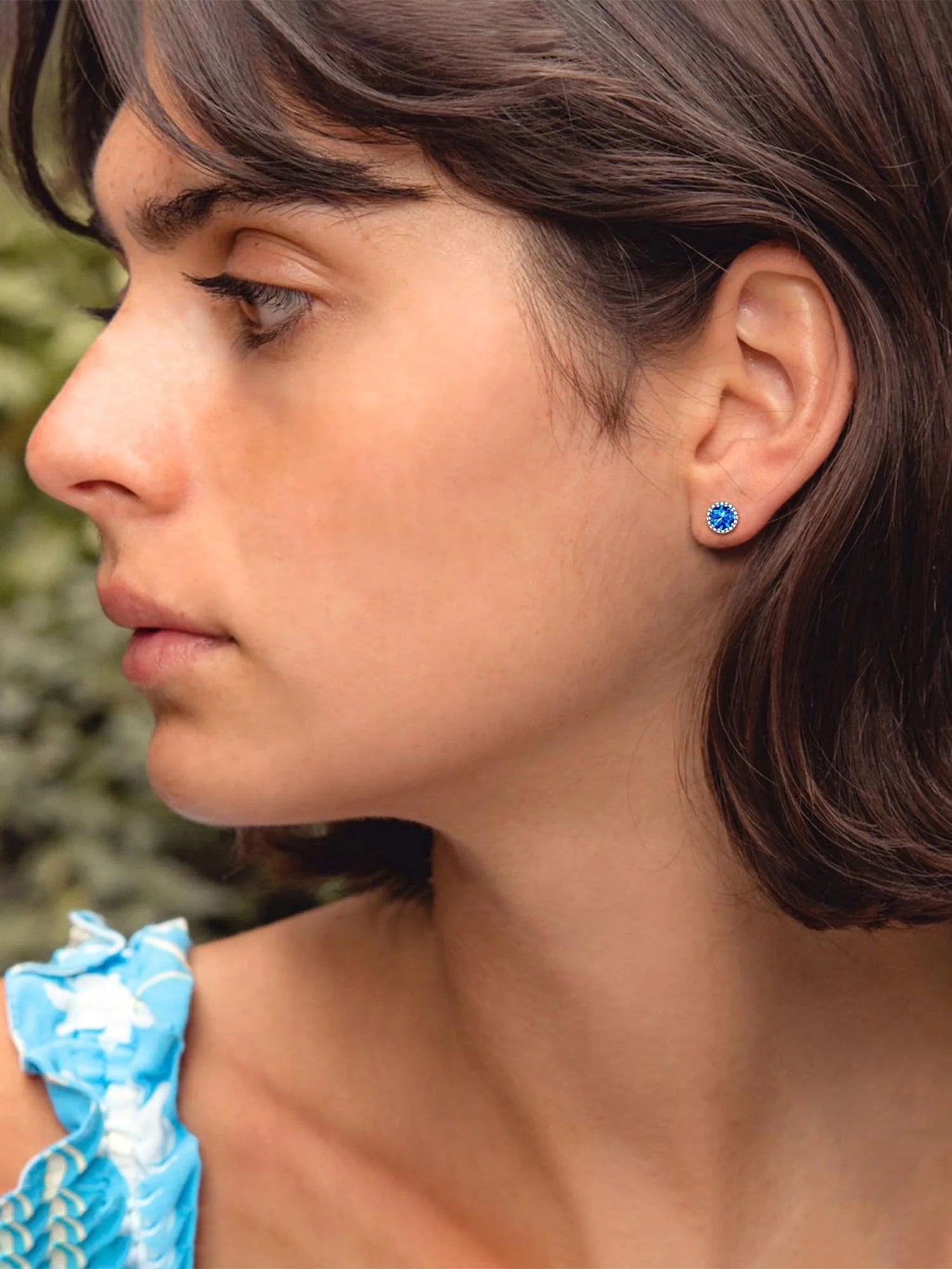 925 Sterling Silver Stud Earrings for Women 5Mm round Brilliant Crown Birthstone Birthday Party Prom Jewelry Gift