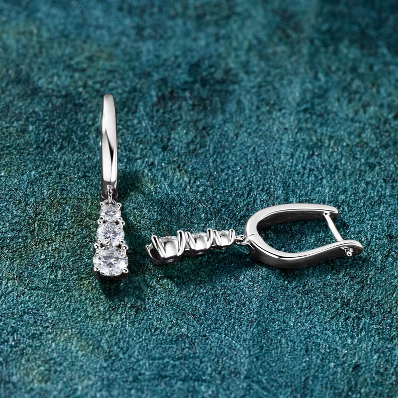 3.6CTW D VVS1 Moissanite Diamond Hoop Earrings Necklace Set for Woman Jewely Sets Real 925 Sliver 18K White Gold Plated Jewelry