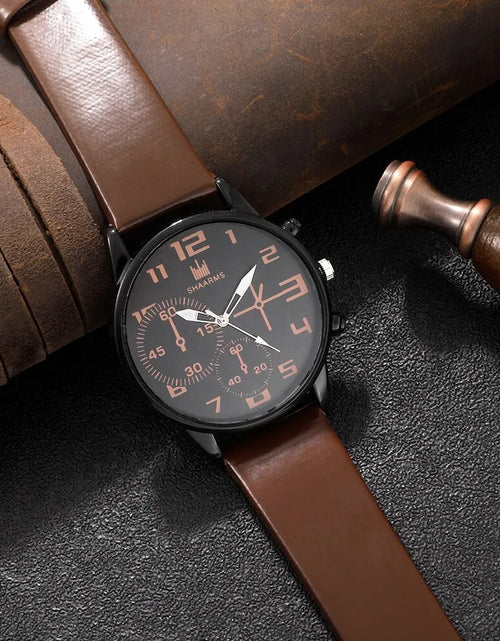 Load image into Gallery viewer, 5PCS Set Fashion Mens Sports Bracelet Watches for Men Retro Big Dial Quartz Wrist Watch Classic Male Casual Brown Leather Watch
