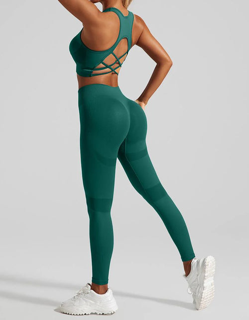 Load image into Gallery viewer, Quick-Drying Sports Bra High Waist Hip Lift Leggings Yoga Suit Set
