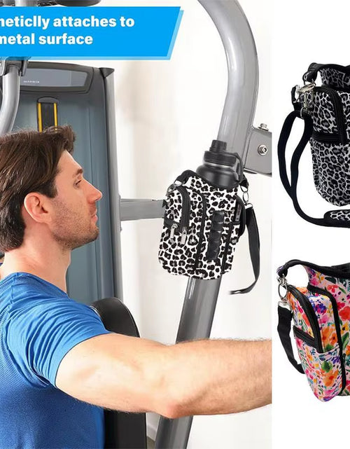 Load image into Gallery viewer, Fitness Magnetic Gym Water Bottle Bag Bottle Pouch Sling Bag Portable Magnetic Gym Bottle Organizer Pouch with Phone Pocket
