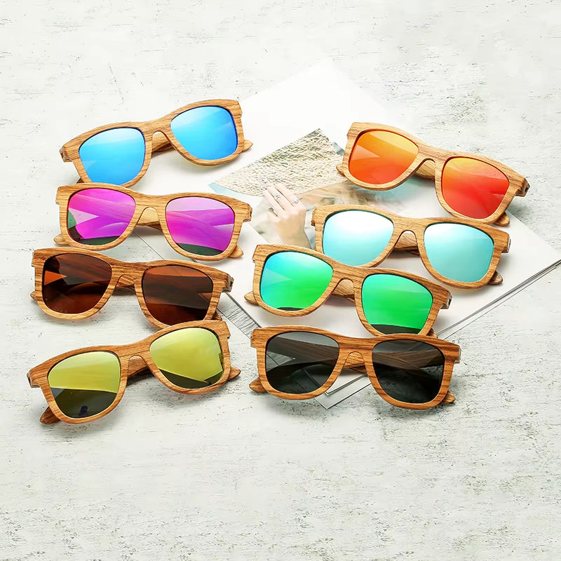 AN SWALLOW Retro Polarized Zebra Wood Sunglasses UV400 Luxury Brand Design Sunglasses Men Handmade Wooden Sun Glasses Women