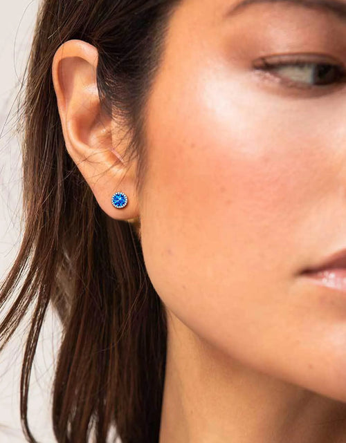 Load image into Gallery viewer, 925 Sterling Silver Stud Earrings for Women 5Mm round Brilliant Crown Birthstone Birthday Party Prom Jewelry Gift
