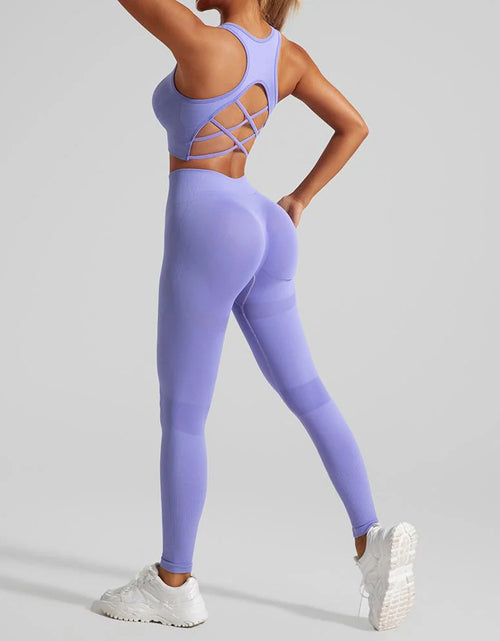 Load image into Gallery viewer, Quick-Drying Sports Bra High Waist Hip Lift Leggings Yoga Suit Set
