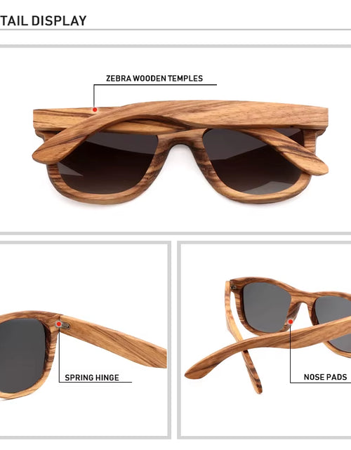 Load image into Gallery viewer, AN SWALLOW Retro Polarized Zebra Wood Sunglasses UV400 Luxury Brand Design Sunglasses Men Handmade Wooden Sun Glasses Women
