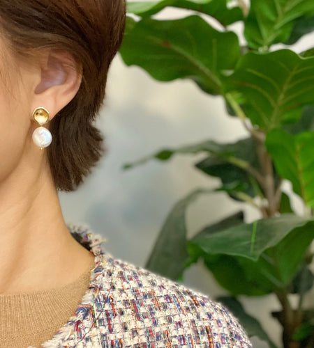 Golden Shell Pearl Drop Earrings