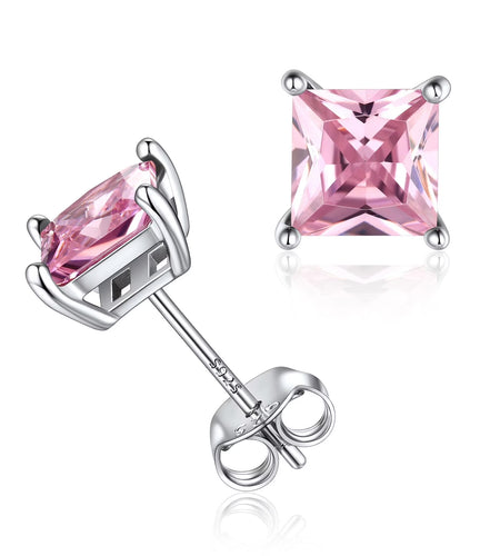 Elegant Women'S 925 Sterling Silver Stud Earrings with Sparkling Zirconia - Hypoallergenic, Screw-Back Design for Everyday & Special Occasions