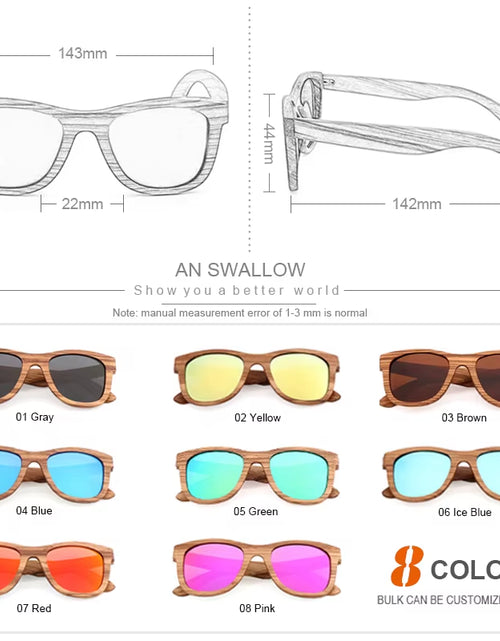 Load image into Gallery viewer, AN SWALLOW Retro Polarized Zebra Wood Sunglasses UV400 Luxury Brand Design Sunglasses Men Handmade Wooden Sun Glasses Women

