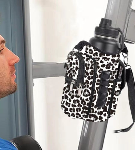 Fitness Magnetic Gym Water Bottle Bag Bottle Pouch Sling Bag Portable Magnetic Gym Bottle Organizer Pouch with Phone Pocket