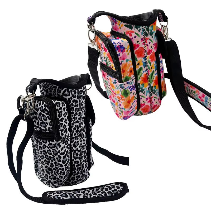 Fitness Magnetic Gym Water Bottle Bag Bottle Pouch Sling Bag Portable Magnetic Gym Bottle Organizer Pouch with Phone Pocket