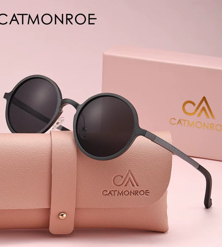 CATMONROE 1 PCS Brand Luxury Women Sunglasses Pink Glasses Case round Polarized Sunglasses Fashion Apparel Accessories Gift