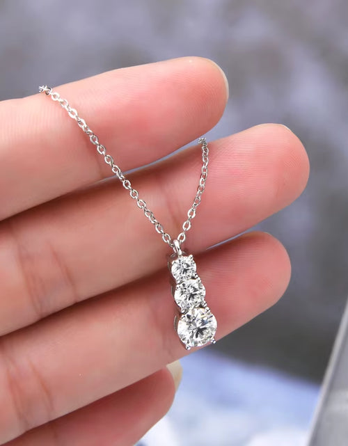 Load image into Gallery viewer, 3.6CTW D VVS1 Moissanite Diamond Hoop Earrings Necklace Set for Woman Jewely Sets Real 925 Sliver 18K White Gold Plated Jewelry
