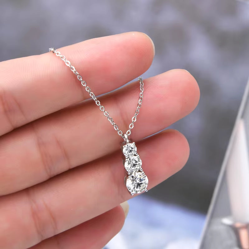 3.6CTW D VVS1 Moissanite Diamond Hoop Earrings Necklace Set for Woman Jewely Sets Real 925 Sliver 18K White Gold Plated Jewelry