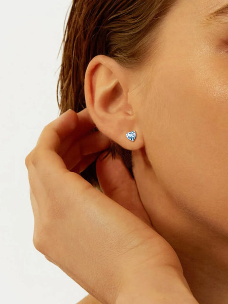 925 Sterling Silver Heart Birthstone Earrings, Synthetic Garnet Studs Cute Gift for Birthday Valentine'S Day, Party & Daily Wear Accessory for Women