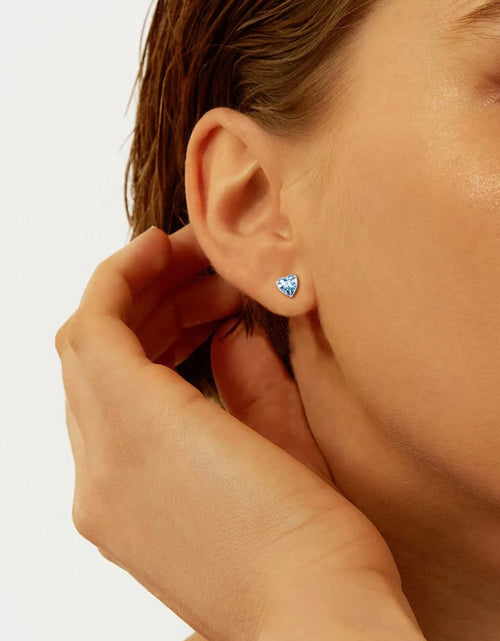 Load image into Gallery viewer, 925 Sterling Silver Heart Birthstone Earrings, Synthetic Garnet Studs Cute Gift for Birthday Valentine'S Day, Party &amp; Daily Wear Accessory for Women
