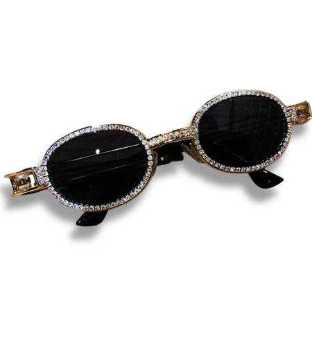 Luxury Rhinestone Oval Sunglasses