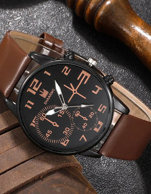 Load image into Gallery viewer, 5PCS Set Fashion Mens Sports Bracelet Watches for Men Retro Big Dial Quartz Wrist Watch Classic Male Casual Brown Leather Watch
