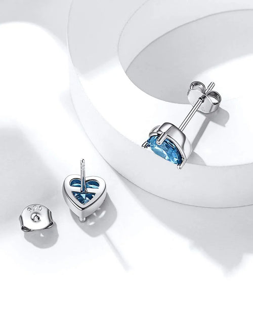 Load image into Gallery viewer, 925 Sterling Silver Heart Birthstone Earrings, Synthetic Garnet Studs Cute Gift for Birthday Valentine'S Day, Party &amp; Daily Wear Accessory for Women
