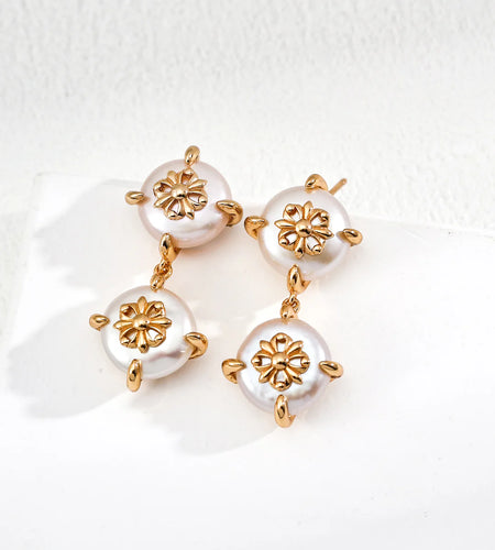 Baroque Gothic Iris Pearl Drop Earrings