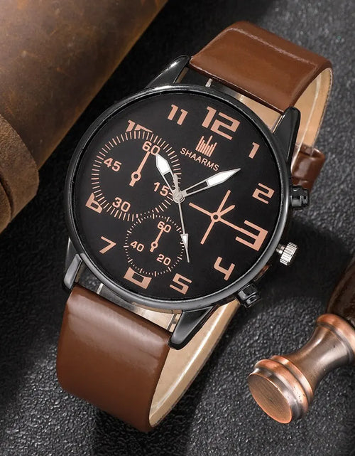 Load image into Gallery viewer, 5PCS Set Fashion Mens Sports Bracelet Watches for Men Retro Big Dial Quartz Wrist Watch Classic Male Casual Brown Leather Watch
