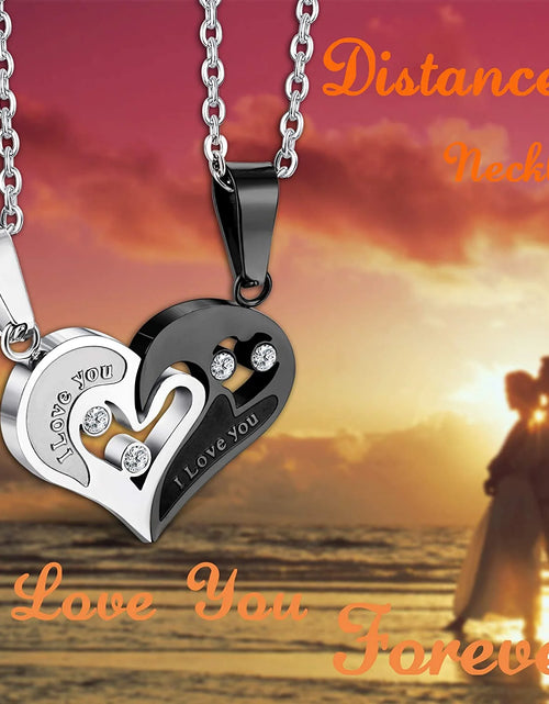 Load image into Gallery viewer, 4Pcs Couple Necklace Bracelets Matching Set for Women Men Love Heart Pendant Necklace His &amp; Hers Bracelets Couple Gift
