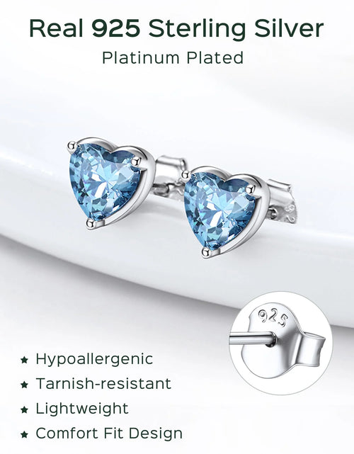 Load image into Gallery viewer, 925 Sterling Silver Heart Birthstone Earrings, Synthetic Garnet Studs Cute Gift for Birthday Valentine'S Day, Party &amp; Daily Wear Accessory for Women

